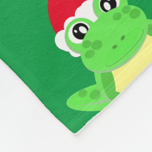 クリスマスキュートフロッグサンタハットグリーンノベルティ フリースブランケット (角)