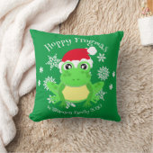 クリスマスキュートフロッグサンタハットノベルティグリーン クッション (ブランケット)