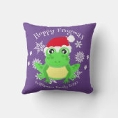 クリスマスキュートフロッグサンタハットノベルティパープル クッション (裏面)
