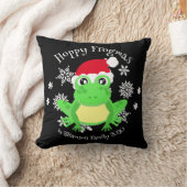 クリスマスキュートフロッグサンタハットノベルティブラック クッション (ブランケット)