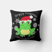 クリスマスキュートフロッグサンタハットノベルティブラック クッション (裏面)