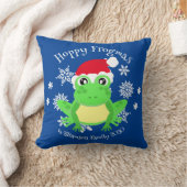 クリスマスキュートフロッグサンタハットノベルティブルー クッション (ブランケット)