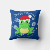 クリスマスキュートフロッグサンタハットノベルティブルー クッション (裏面)