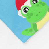 クリスマスキュートフロッグサンタハットブルーノベルティ フリースブランケット (角)