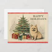 クリスマスキュートヴィンテージドッグツリーハッピーホリデー ポストカード