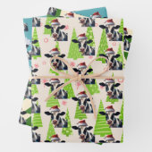 クリスマスキュート乳製品カウサンタハットホリデーファーム ラッピングペーパーシート (インサイチュ)