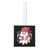 クリスマスキュート幽霊アイスコーヒーレトロクリスマスコーヒー キューブオーナメント (正面)