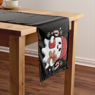 クリスマスキュート幽霊アイスコーヒーレトロクリスマスコーヒー ショートテーブルランナー