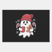 クリスマスキュート幽霊アイスコーヒーレトロクリスマスコーヒー ラッピングペーパーシート (正面)