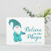 クリスマスキュート格言ティール（緑がかった色）ブルーウィンター シーズンカード (スタンド正面)