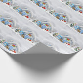 クリスマスキュート雪だるまサンタクロース北極 ラッピングペーパー (角)