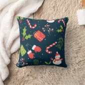 クリスマスキュート雪だるまホリデーパターン クッション (ブランケット)