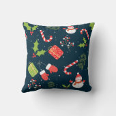 クリスマスキュート雪だるまホリデーパターン クッション (裏面)