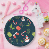 クリスマスキュート雪だるまホリデーパターン ペーパープレート (パーティー)