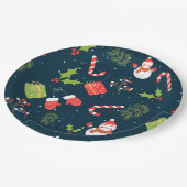 クリスマスキュート雪だるまホリデーパターン ペーパープレート (アングル)