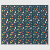 クリスマスキュート雪だるまホリデーパターン ラッピングペーパー (フラット)