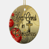 クリスマスキリスト教の十字のキリストを2味方しました保って下さい セラミックオーナメント (右)