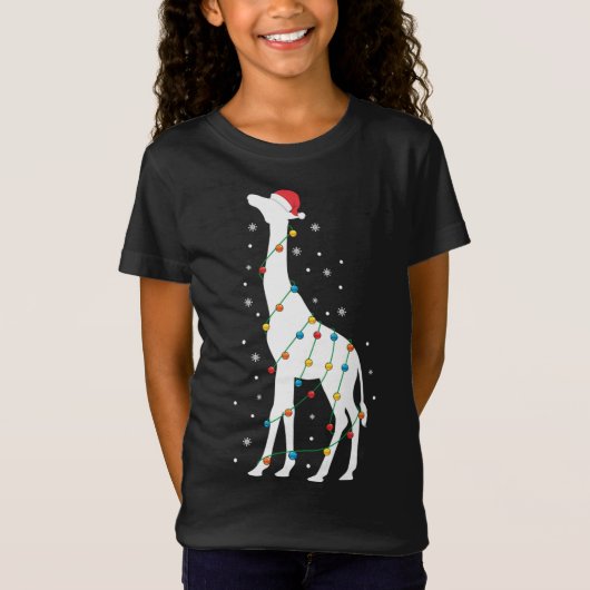 クリスマスキリンChristmas Lights Santa Hat Anima Tシャツ (正面)