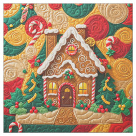 クリスマスキルティングルックジンジャーブレッドハウス ファブリック