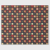 クリスマスキルテッドパターン ラッピングペーパー (フラット)