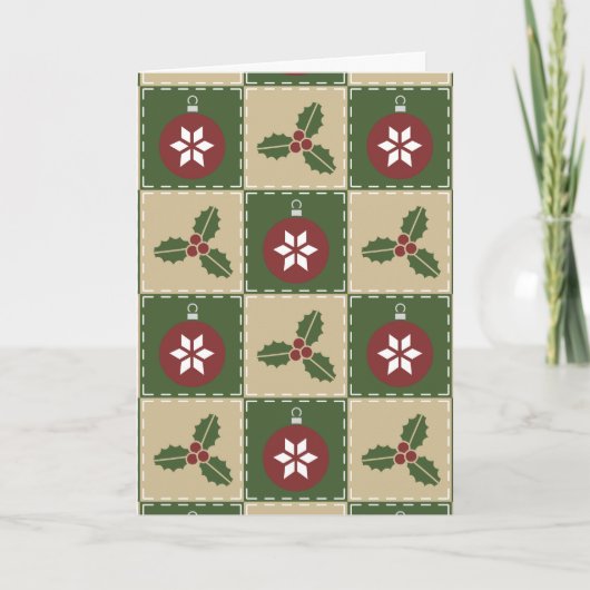 クリスマスキルトの挨拶状 シーズンカード (正面)