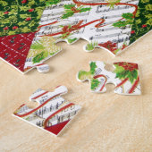 クリスマスキルトの背景 ジグソーパズル (側面)