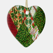 クリスマスキルトの背景 セラミックオーナメント (右)