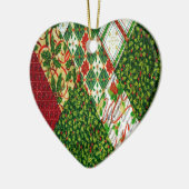 クリスマスキルトの背景 セラミックオーナメント (左)