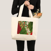 クリスマスキルトの背景 ラージトートバッグ (正面(商品))