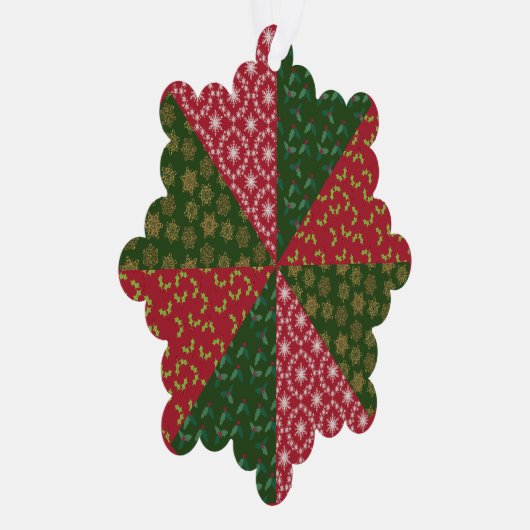 クリスマスキルトスタイルホリースノーフレーク オーナメントカード (右)