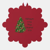 クリスマスキルトスタイルホリースノーフレーク オーナメントカード (裏面)