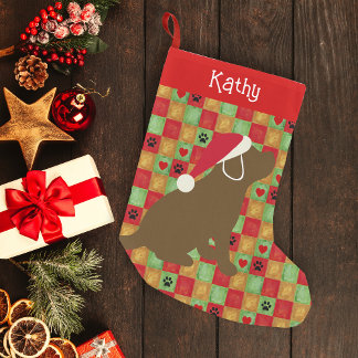クリスマスキルトチョコレートラブラドール子犬 スモールクリスマスストッキング
