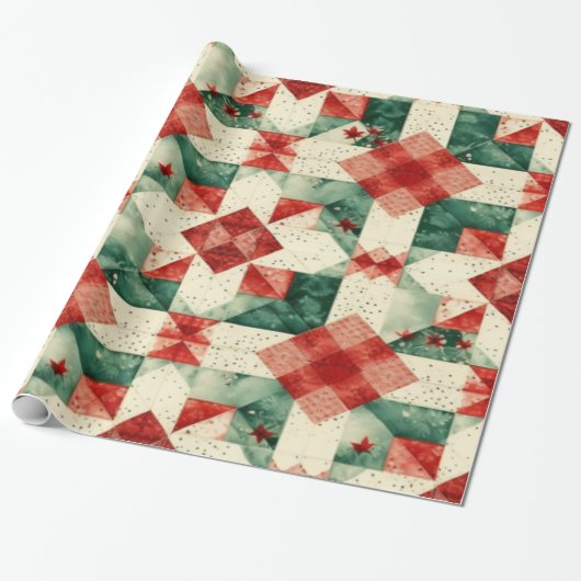 クリスマスキルトデザインラッピング紙 ラッピングペーパー (アンロールド)