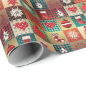 クリスマスキルトパターンラッピング紙 ラッピングペーパー (ロールコーナー)