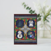 クリスマスキルトパターン シーズンポストカード (スタンド正面)