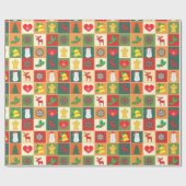 クリスマスキルトパターン ラッピングペーパー (フラット)