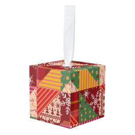 クリスマスキルト キューブオーナメント