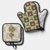 クリスマスキルト 鍋つかみ&鍋敷きセット (正面/裏面)