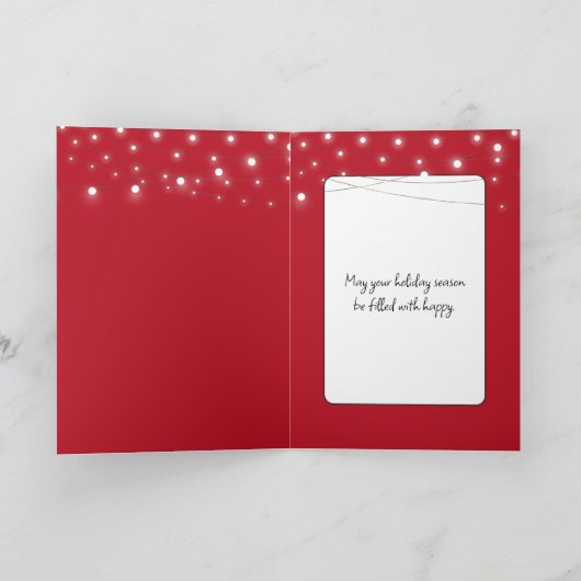 クリスマスキングチャールズスパニエル犬オンザレッドチェア シーズンカード (内部)