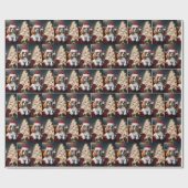 クリスマスキングチャールズスパニエル犬オンザレッドチェア ラッピングペーパー (フラット)