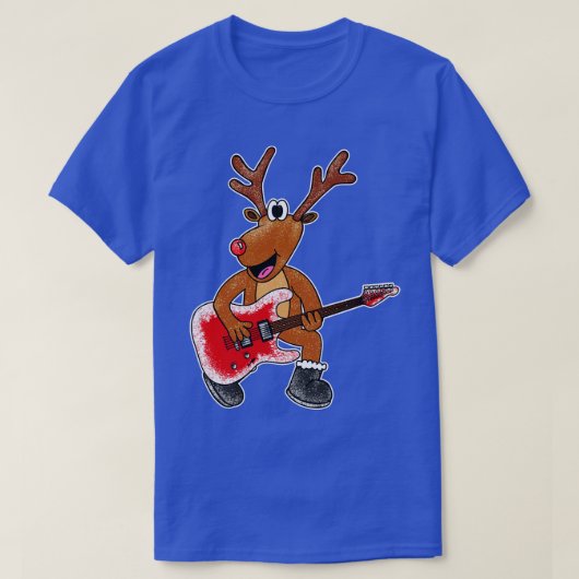 クリスマスギタリストRudolf The Reindeer Electric G Tシャツ (デザイン正面)