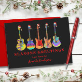 クリスマスギターのサンタ帽 季節のご挨 シーズンカード