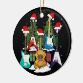 クリスマスギターツリーギタリストサンタハットギフト セラミックオーナメント (左)