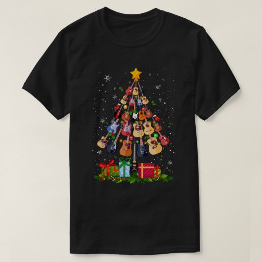 クリスマスギターツリー – ギターギフト – 先生&M Tシャツ (デザイン正面)