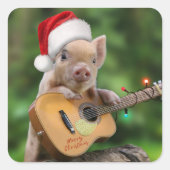クリスマスギターピグ スクエアシール (正面)