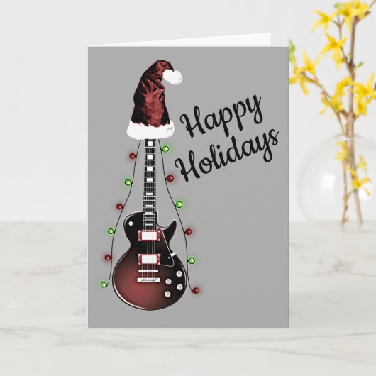 クリスマスギターロッカーミュージシャンホリデーギタリスト カード (黄色い花)