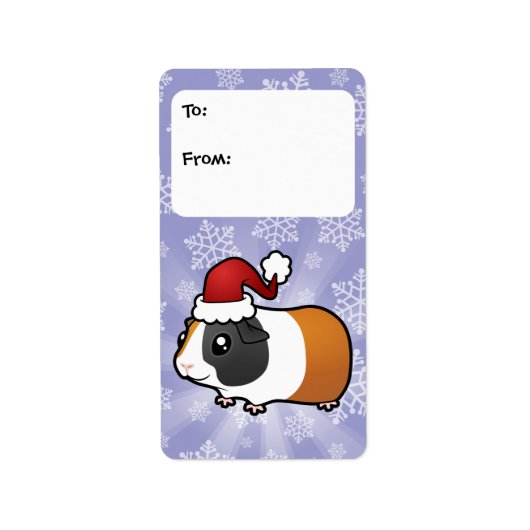 クリスマスギニアピグギフトラベル(滑らかな髪) ラベル (正面)