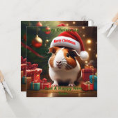 クリスマスギニア豚グリーティングカード カード (正面/裏面インサイチュ)