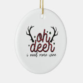 クリスマスギフトああ鹿もっとワインが必要 セラミックオーナメント (右)