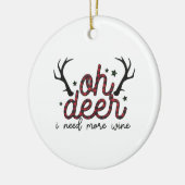 クリスマスギフトああ鹿もっとワインが必要 セラミックオーナメント (左)